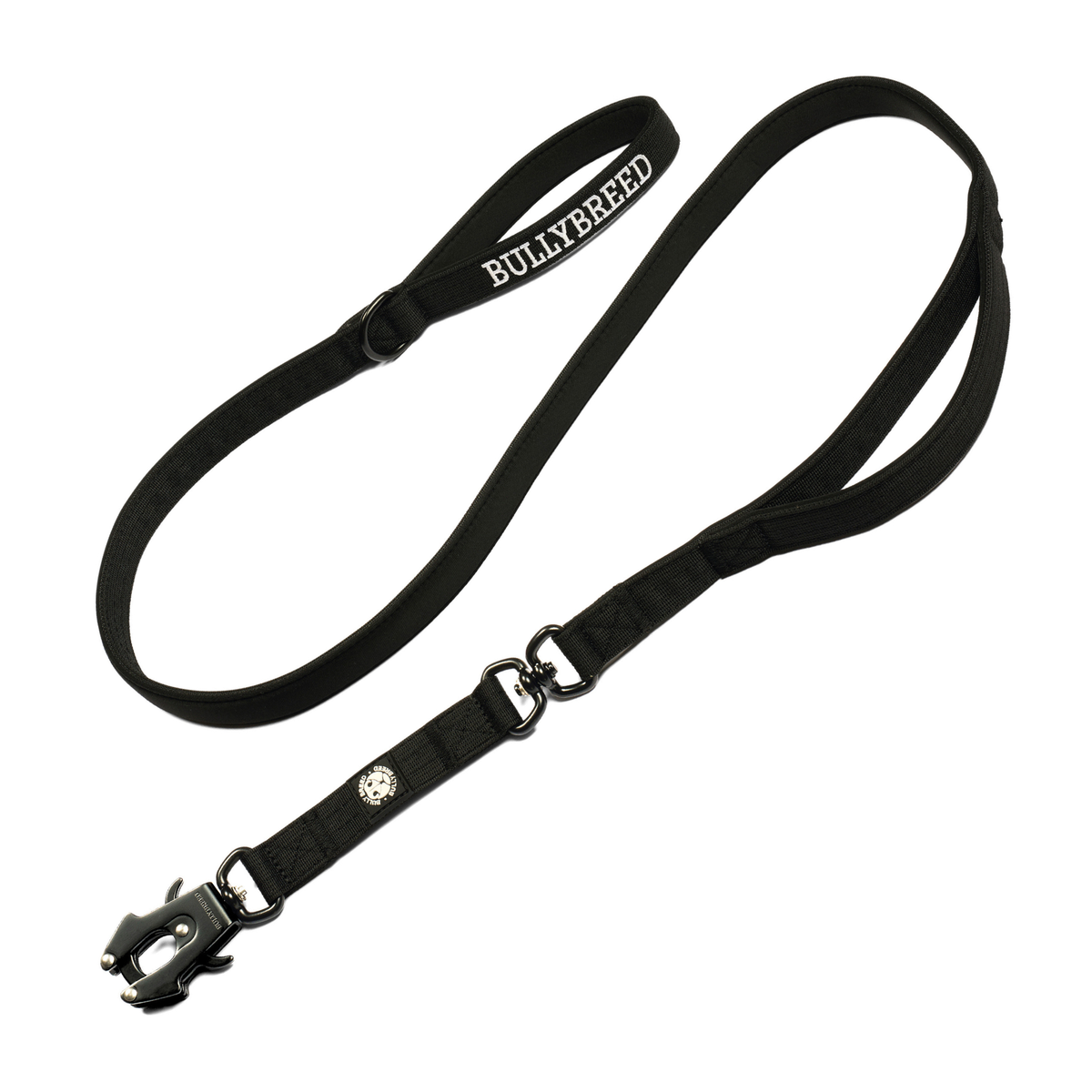 Black dog leash with dual handle
