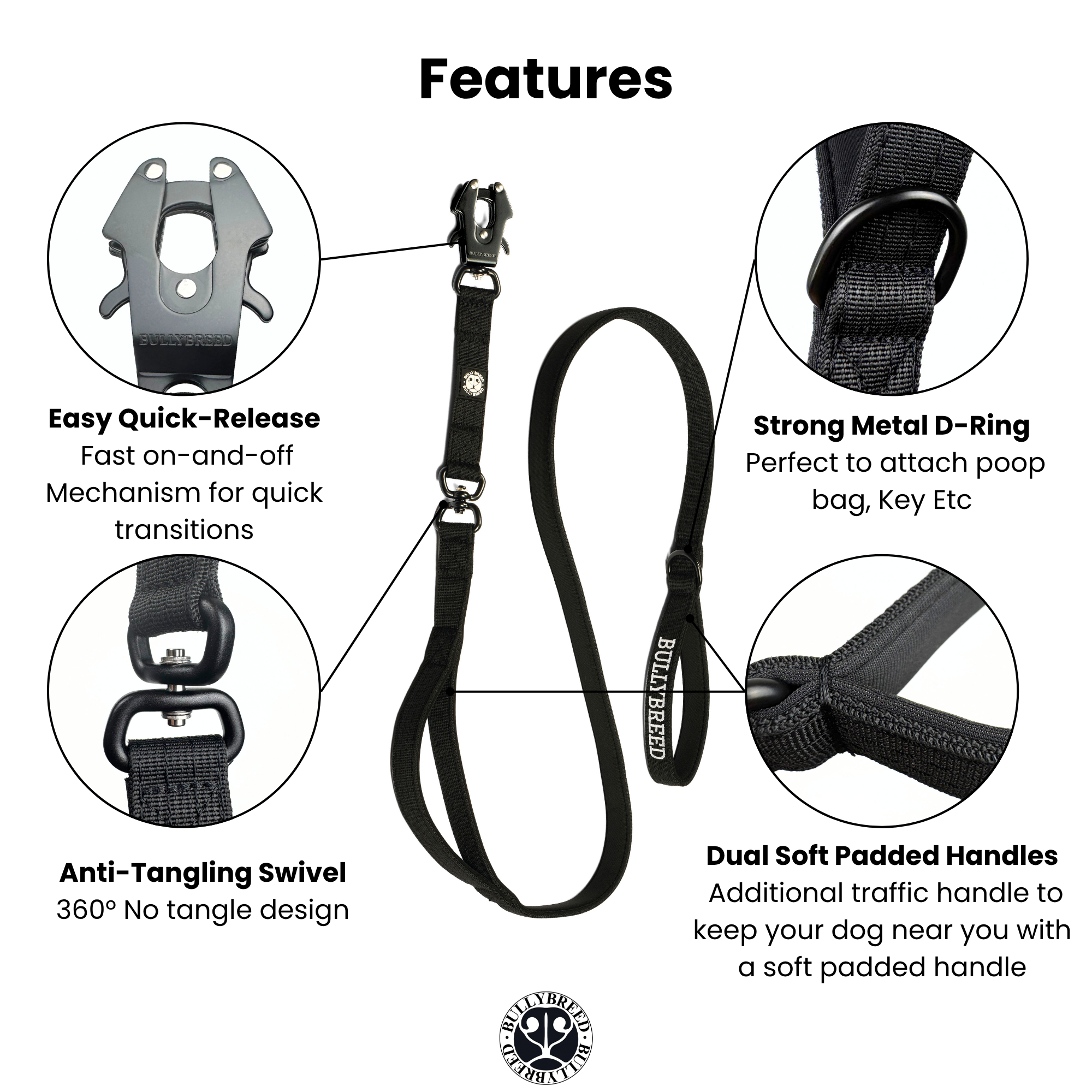 Double Handle Dog Leash 5 FT