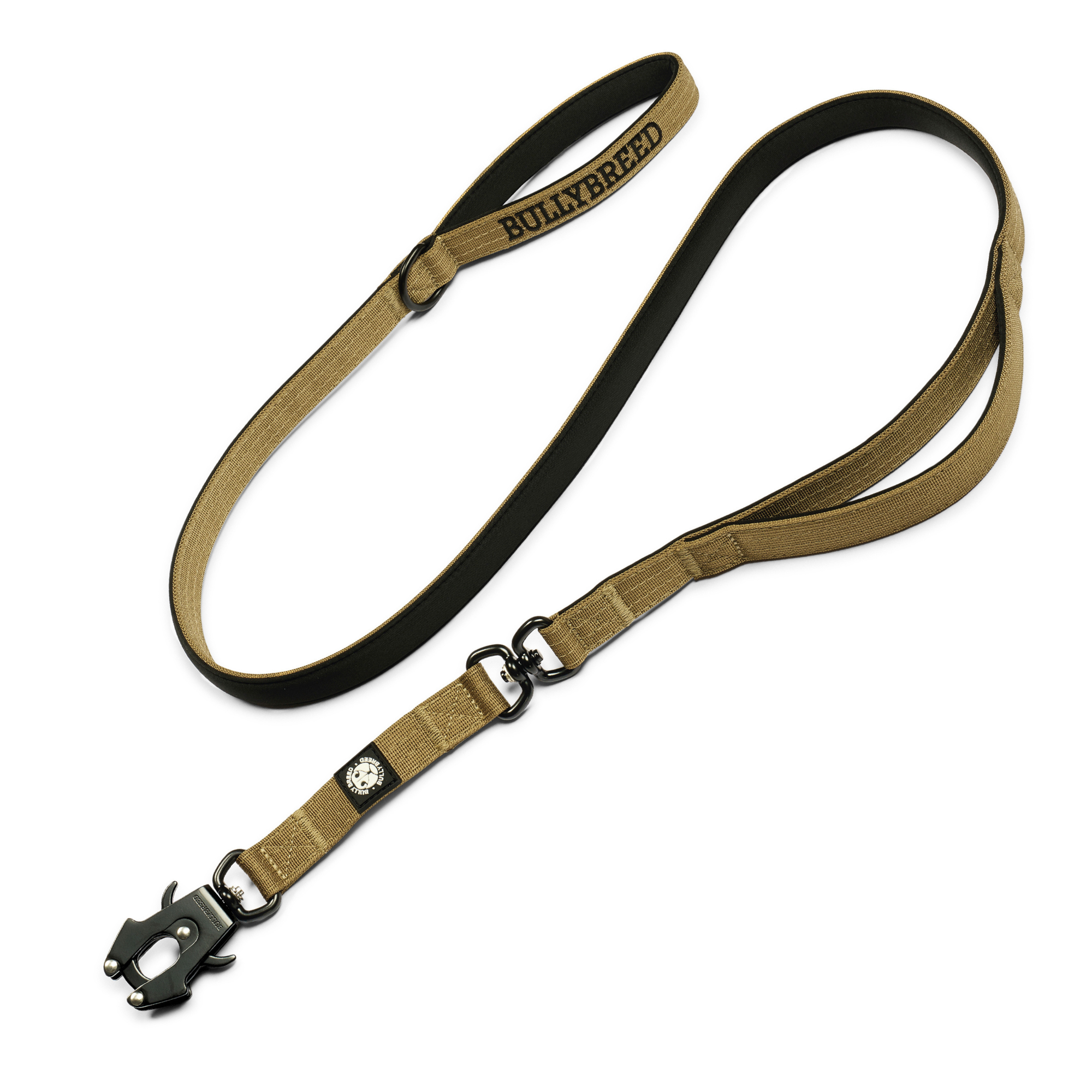 Tan dog leash with dual handle