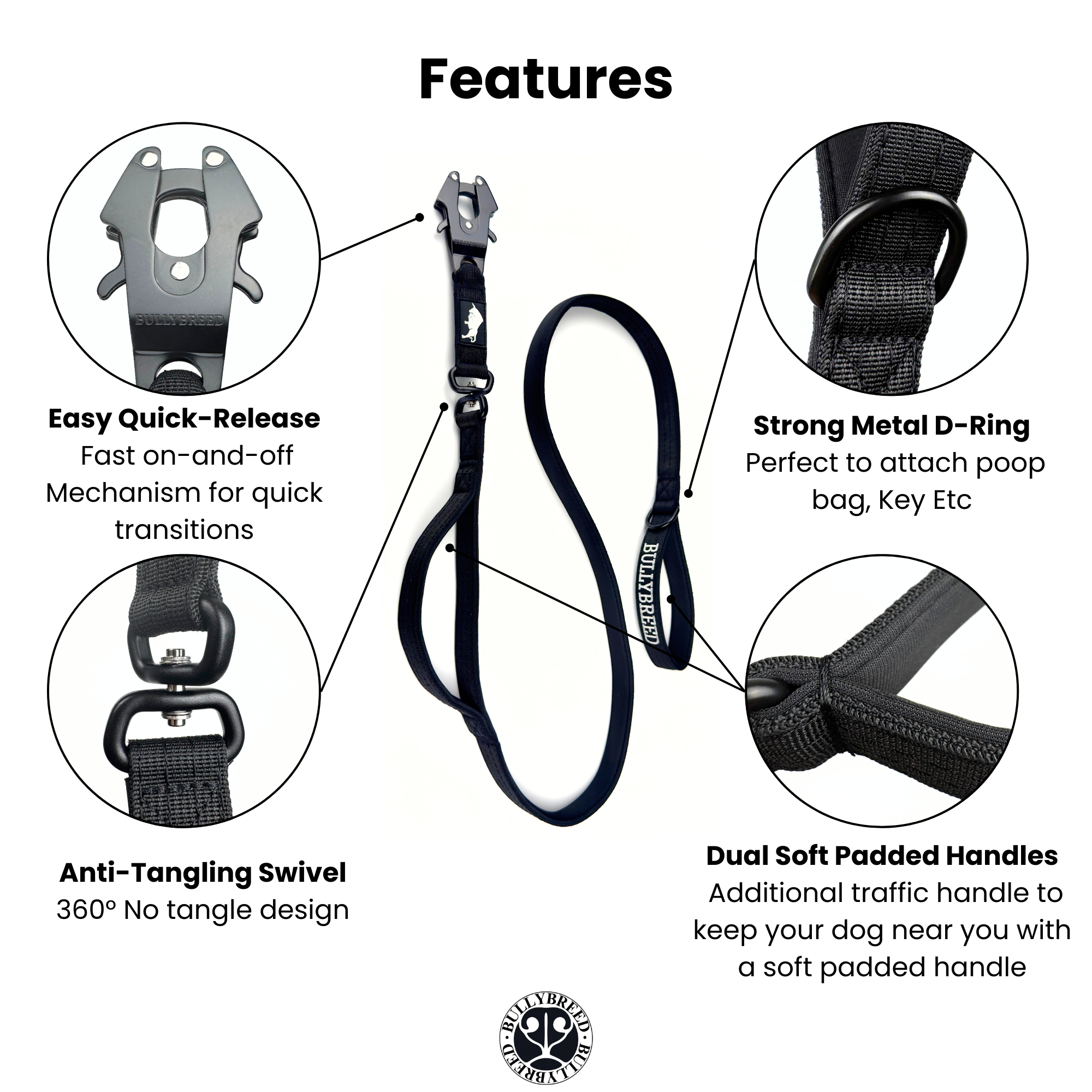Tactical dog collar for strong dogs