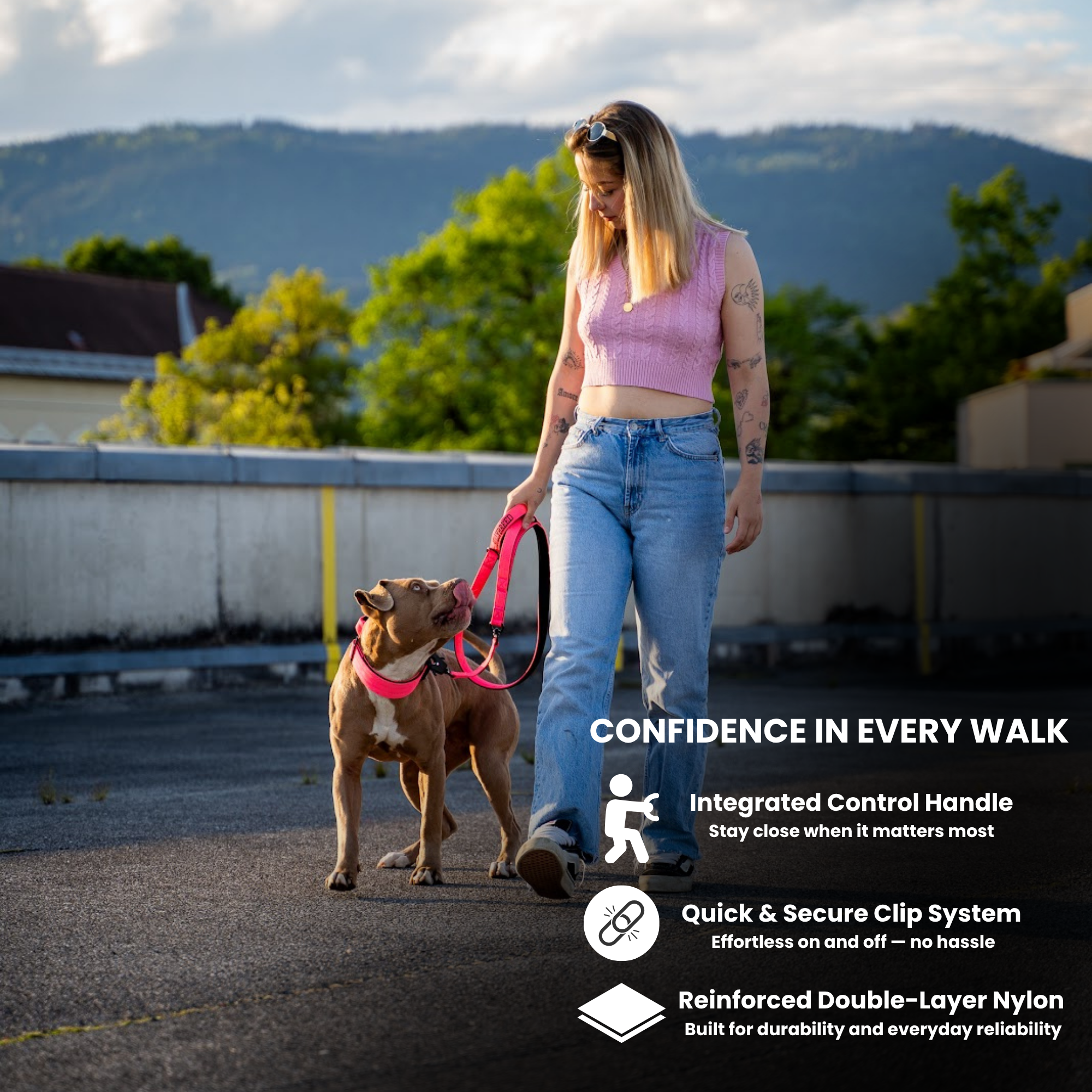 BULLYBREED Premium Collar & Leash Set | Now Available in Hot Pink