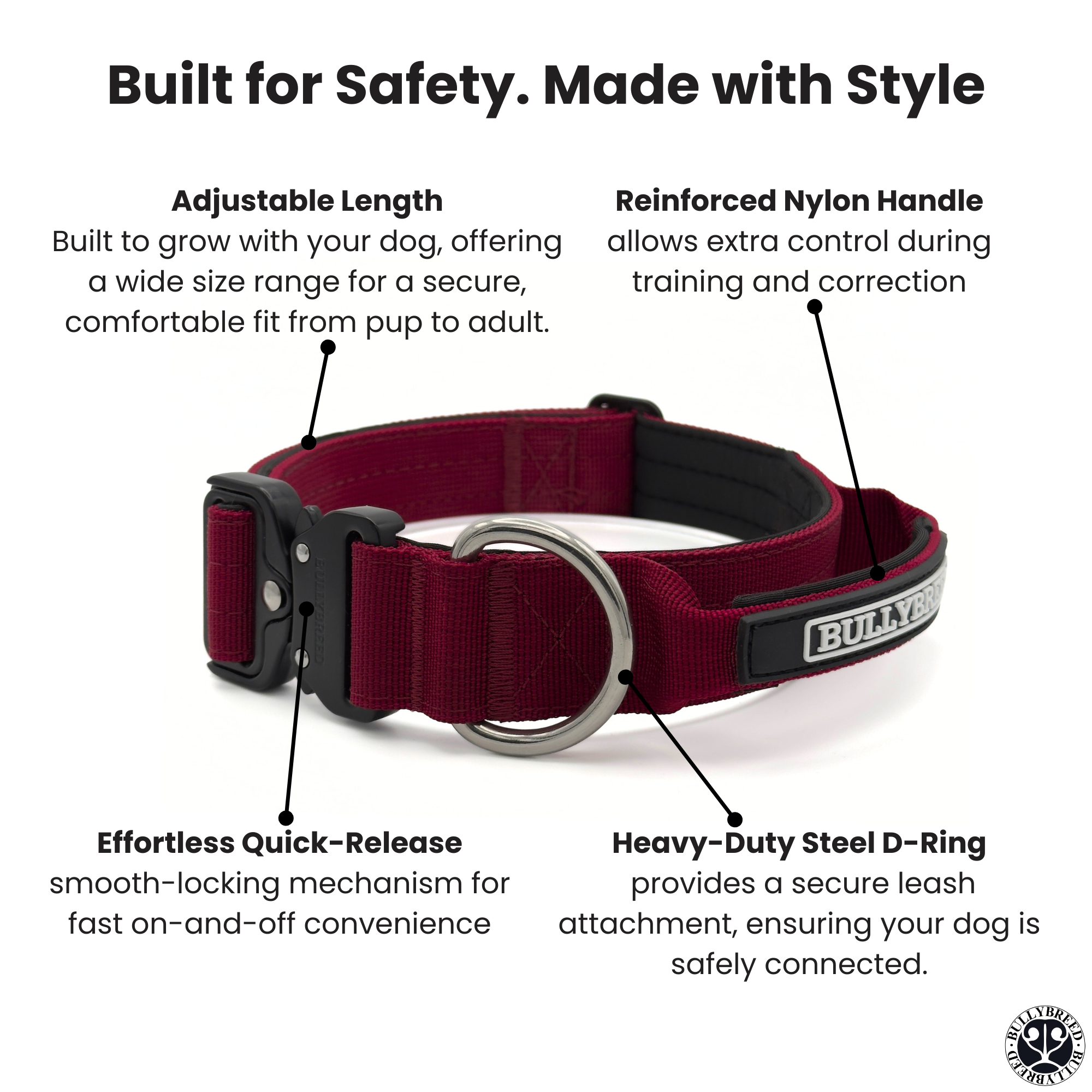 Red dog collar with handle