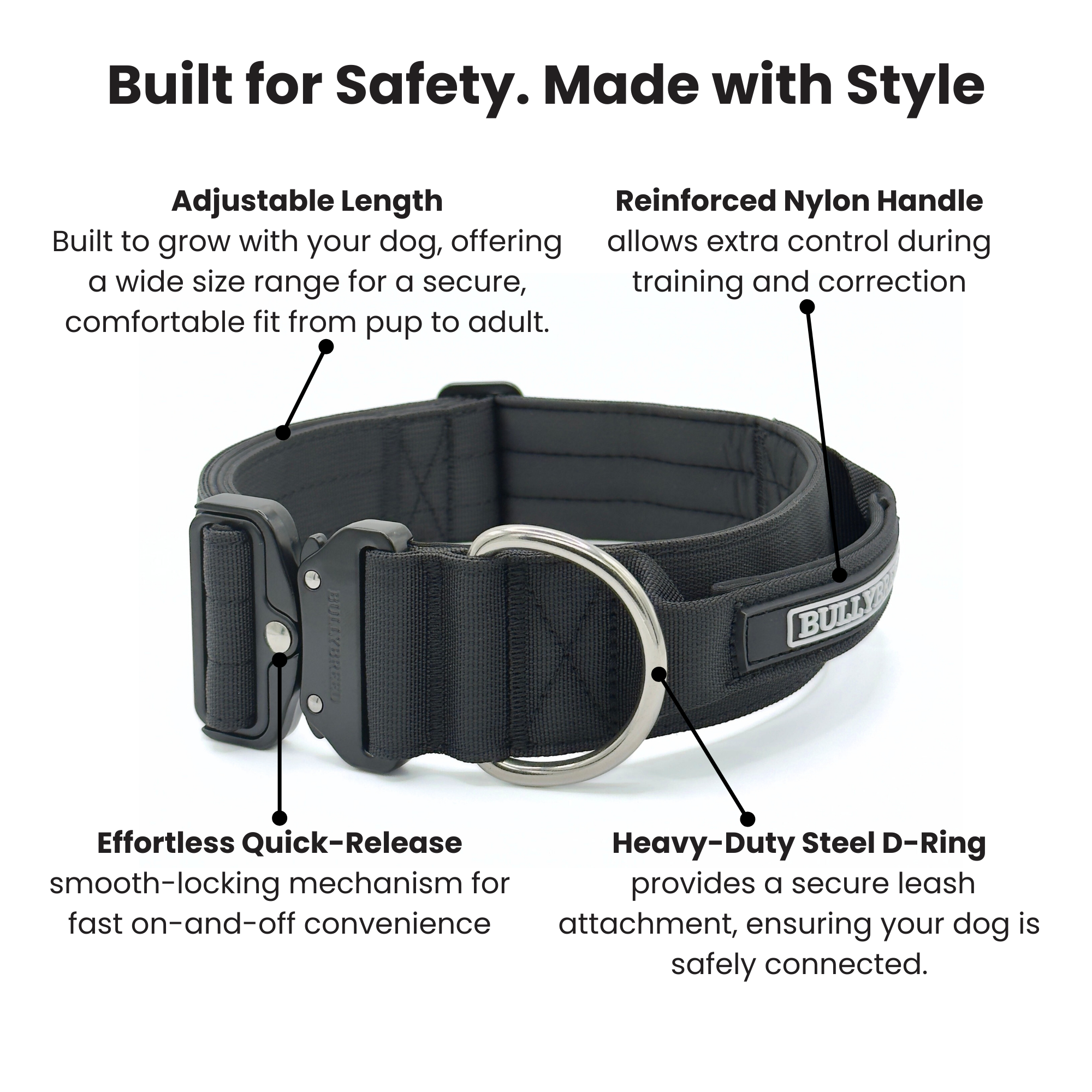 Tactical dog collar for cane corso