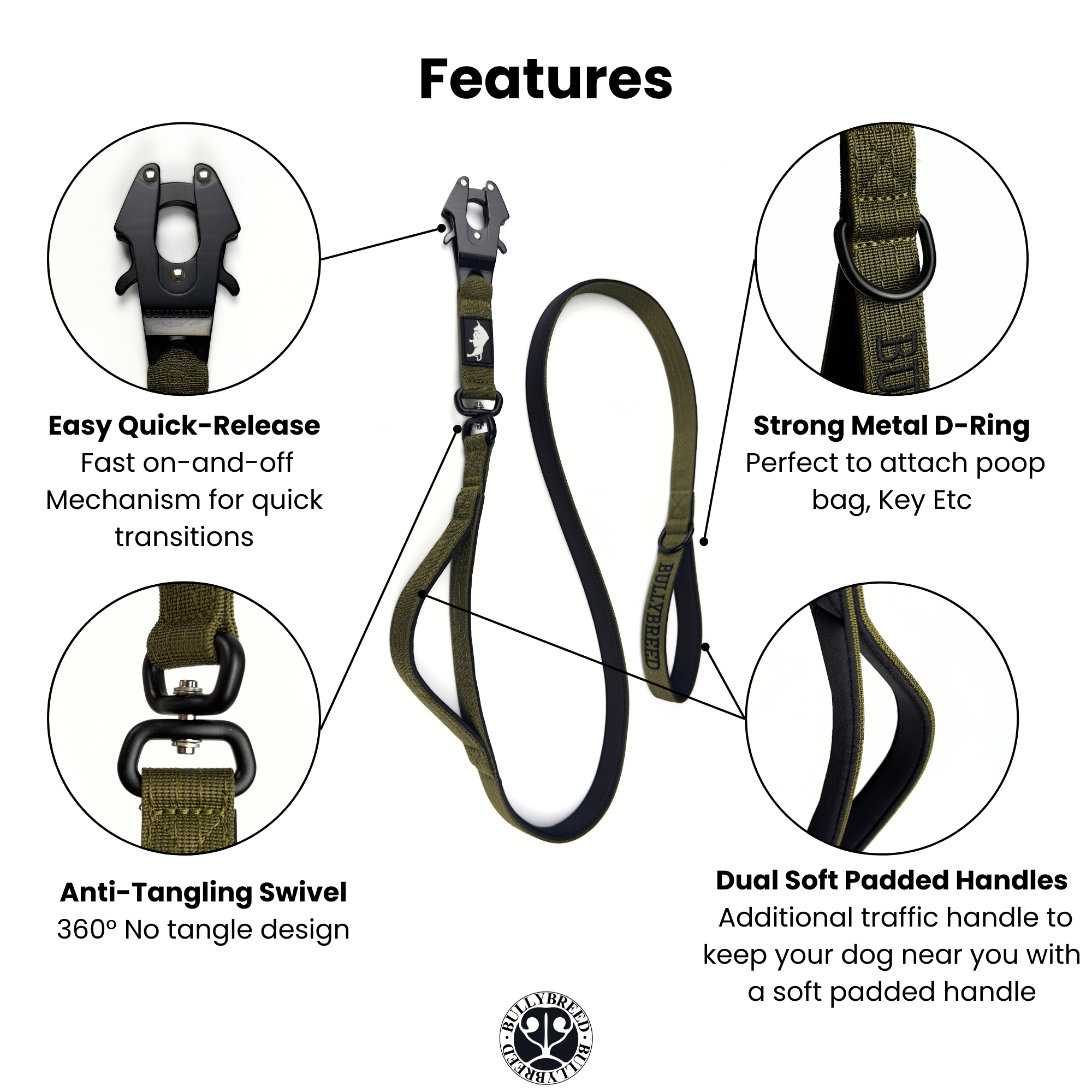 Double Handle Dog Leash 5 FT